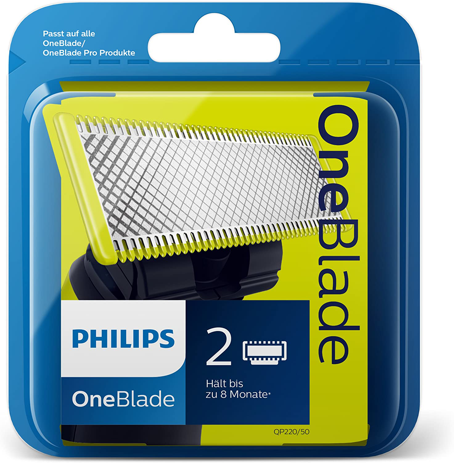 Philips Ersatzklingen Oneblade Qp220/50 Doppelpack = 2 Klingen Qp6510 Qp6520 Etc